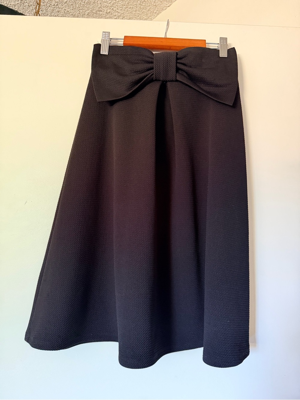 Black A-Line Skirt with Front Bow